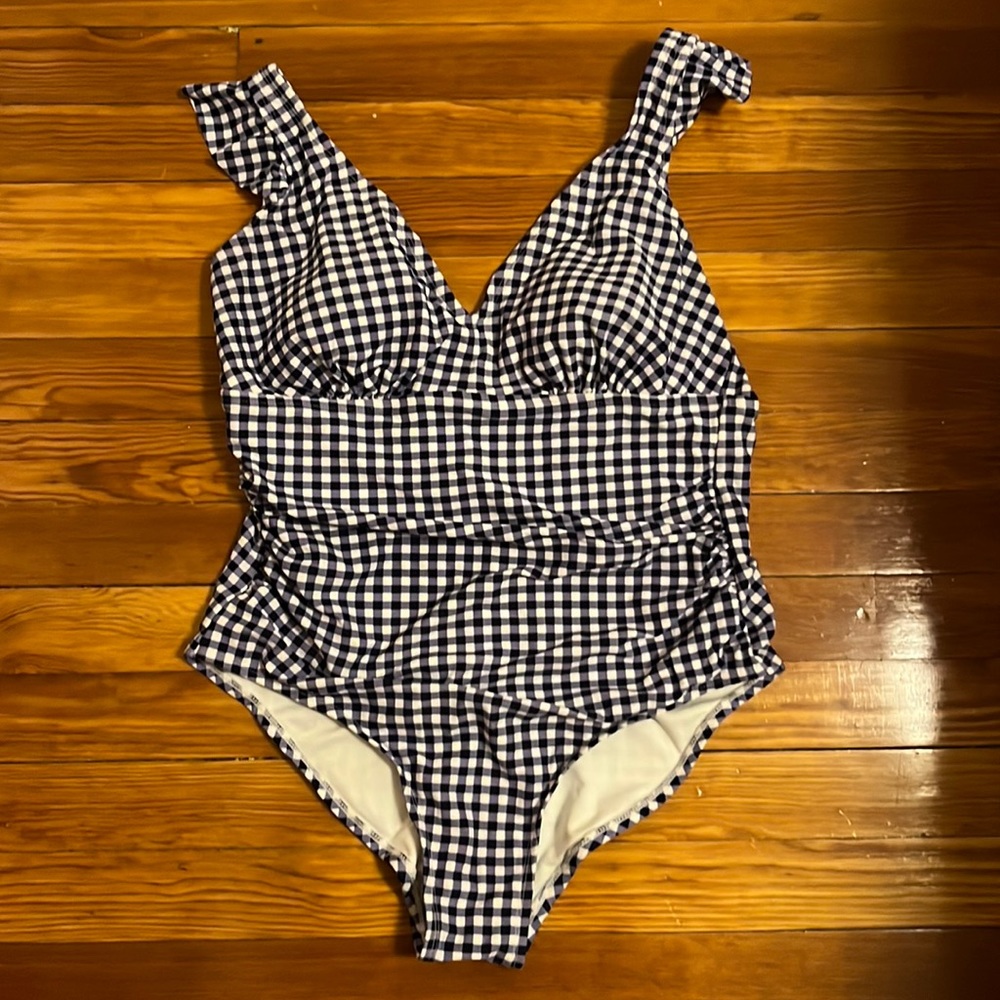 EUC Gingham One Piece Swimsuit